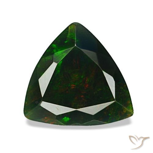 1.19 ct Multicolor Black Opal Gemstone, Black Opal Gem in Trillion Facet Shape for Sale.
