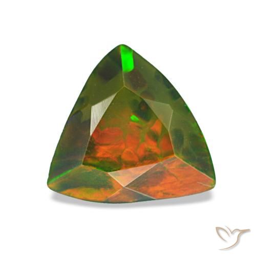 0.85 ct Multicolor Black Opal Gemstone, Black Opal Gem in Trillion Facet Shape for Sale.