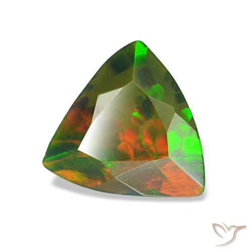 0.85 ct Multicolor Black Opal Stone, Natural Black Opal in Trillion Facet Shape for Sale