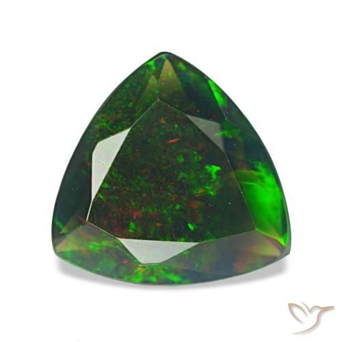 1.38 ct Multicolor Black Opal Gemstone, Black Opal Gem in Trillion Facet Shape for Sale.