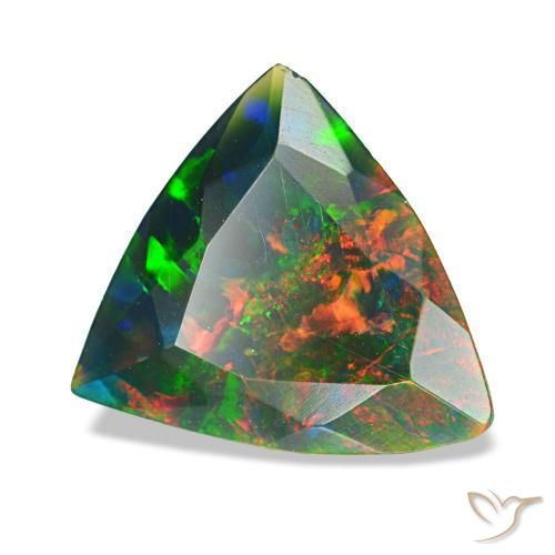 1.53 ct Multicolor Black Opal Stone, Natural Black Opal in Trillion Facet Shape for Sale