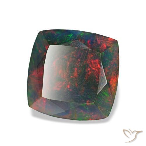 1.45 ct Multicolor Black Opal Stone, Natural Black Opal in Cushion-Cut Shape for Sale
