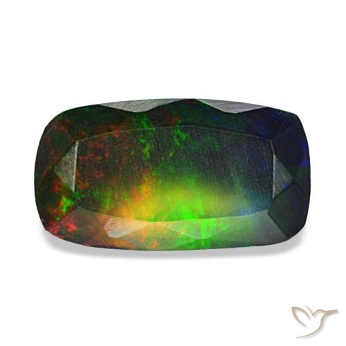 1.09 ct Multicolor Black Opal Gemstone, Black Opal Gem in Cushion-Cut Shape for Sale.