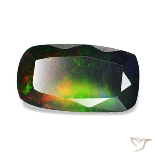 1.09 ct Multicolor Black Opal Stone, Natural Black Opal in Cushion-Cut Shape for Sale