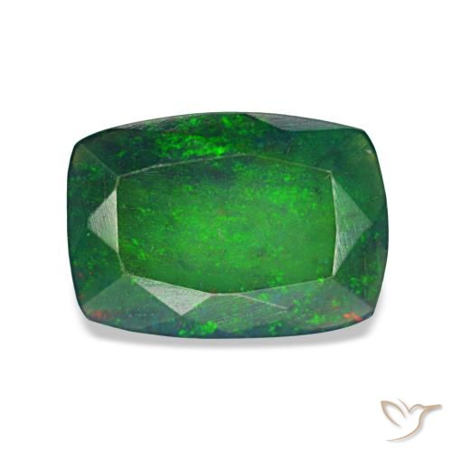 0.90 ct Multicolor Black Opal Gemstone, Black Opal Gem in Cushion-Cut Shape for Sale.