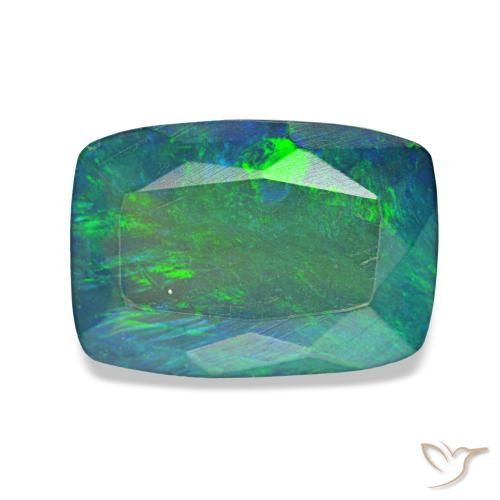 1.49 ct Multicolor Black Opal Gemstone, Black Opal Gem in Cushion-Cut Shape for Sale.