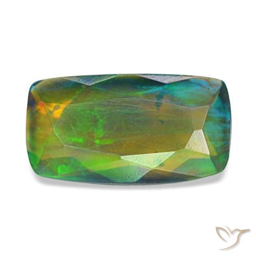1.34 ct Multicolor Black Opal Gemstone, Black Opal Gem in Cushion-Cut Shape for Sale.