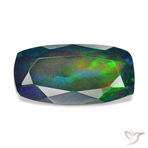 1.84 ct Multicolor Black Opal Gemstone, Black Opal Gem in Cushion-Cut Shape for Sale.