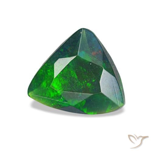 0.57 ct Multicolor Black Opal Stone, Natural Black Opal in Trillion Facet Shape for Sale