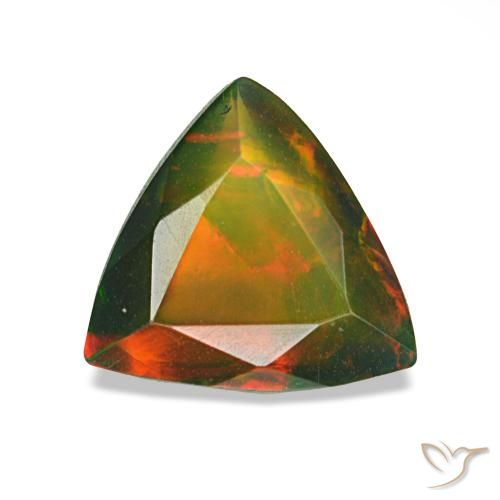 0.89 ct Multicolor Black Opal Gemstone, Black Opal Gem in Trillion Facet Shape for Sale.