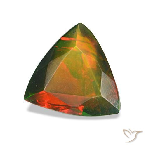 0.89 ct Multicolor Black Opal Stone, Natural Black Opal in Trillion Facet Shape for Sale