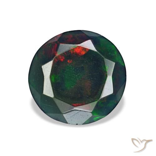 0.97 ct Multicolor Black Opal Gemstone, Black Opal Gem in Round Facet Shape for Sale.