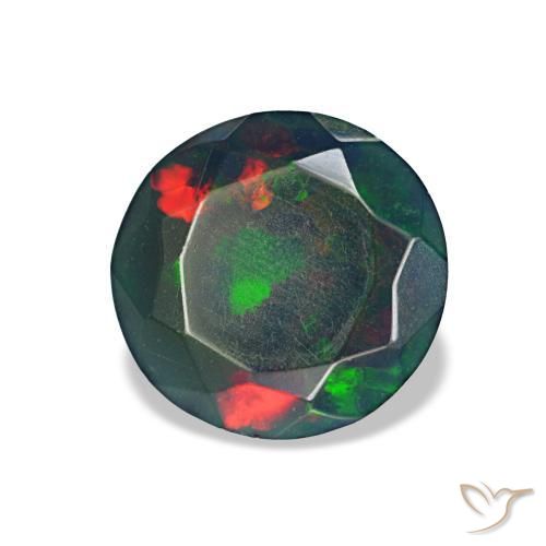 0.97 ct Multicolor Black Opal Stone, Natural Black Opal in Round Facet Shape for Sale