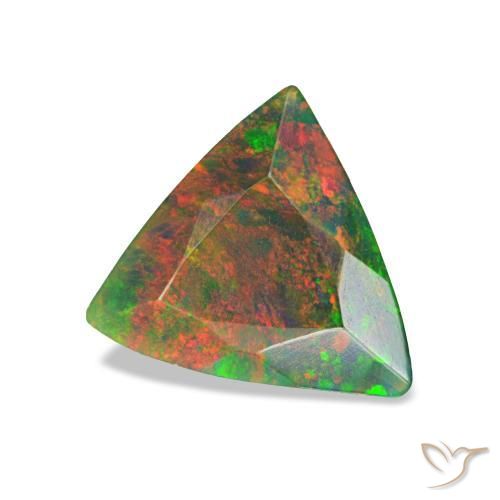 0.59 ct Multicolor Black Opal Stone, Natural Black Opal in Trillion Facet Shape for Sale