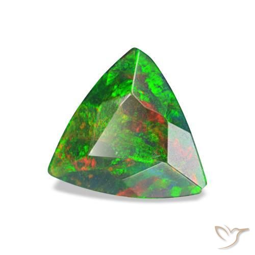 0.59 ct Multicolor Black Opal Stone, Natural Black Opal in Trillion Facet Shape for Sale