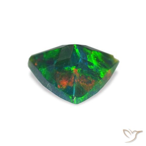 Black Opal Gemstone in 7.4 x 6.9 mm Size for Sale, Black Opal Stone in Multicolor Color