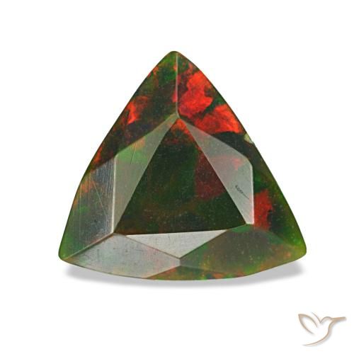 1.34 ct Multicolor Black Opal Gemstone, Black Opal Gem in Trillion Facet Shape for Sale.