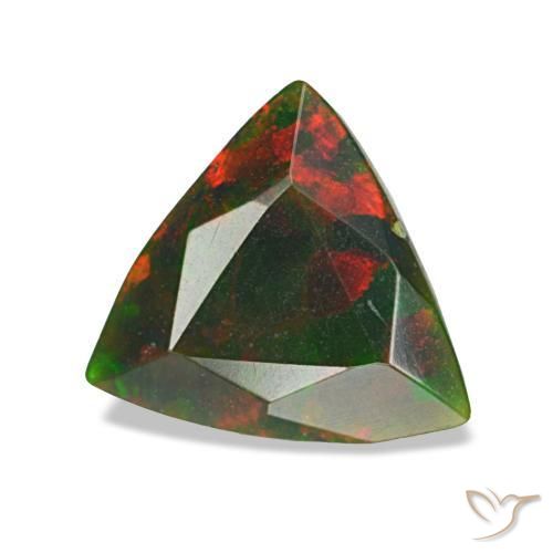 1.34 ct Multicolor Black Opal Stone, Natural Black Opal in Trillion Facet Shape for Sale