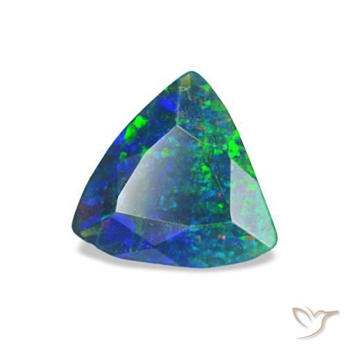 0.49 ct Multicolor Black Opal Stone, Natural Black Opal in Trillion Facet Shape for Sale