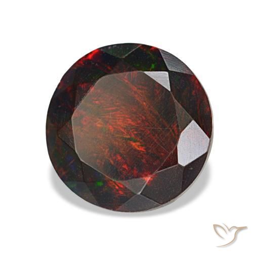 1.62 ct Multicolor Black Opal Stone, Natural Black Opal in Round Facet Shape for Sale