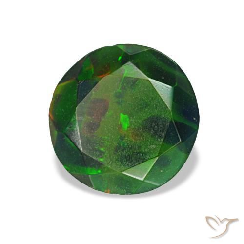 1.04 ct Multicolor Black Opal Stone, Natural Black Opal in Round Facet Shape for Sale