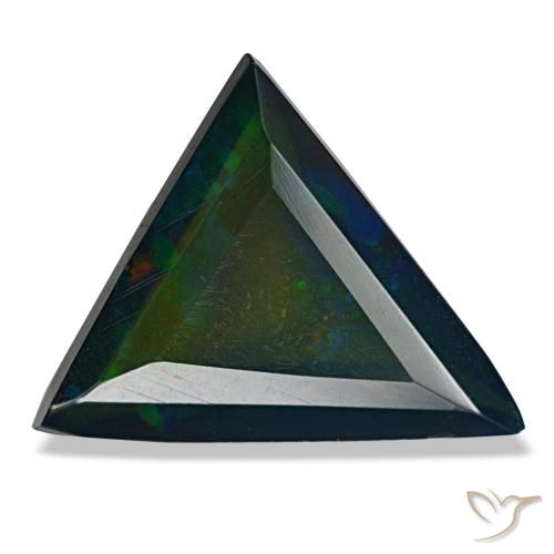 3.13 ct Multicolor Black Opal Gemstone, Black Opal Gem in Trillion Facet Shape for Sale.