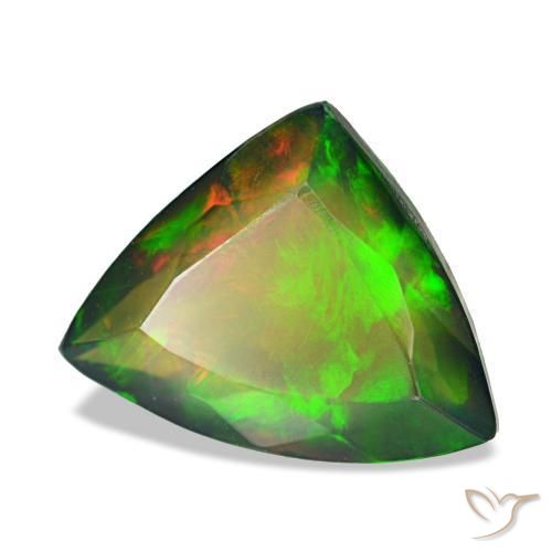 2.87 ct Multicolor Black Opal Stone, Natural Black Opal in Trillion Facet Shape for Sale