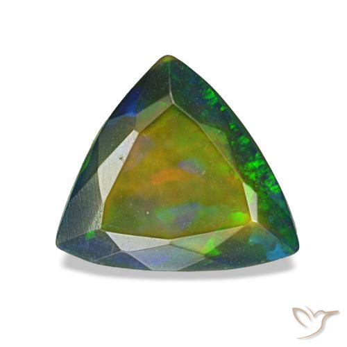 1.35 ct Multicolor Black Opal Gemstone, Black Opal Gem in Trillion Facet Shape for Sale.