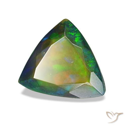 1.35 ct Multicolor Black Opal Stone, Natural Black Opal in Trillion Facet Shape for Sale