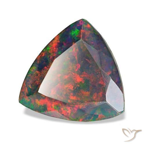 2.72 ct Multicolor Black Opal Stone, Natural Black Opal in Trillion Facet Shape for Sale