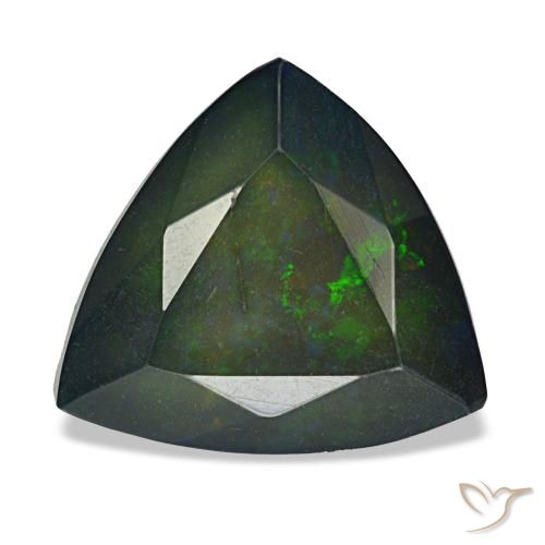 2.57 ct Multicolor Black Opal Gemstone, Black Opal Gem in Trillion Facet Shape for Sale.