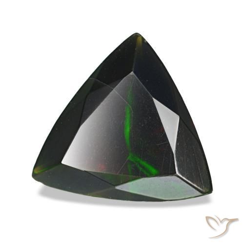 1.28 ct Multicolor Black Opal Stone, Natural Black Opal in Trillion Facet Shape for Sale