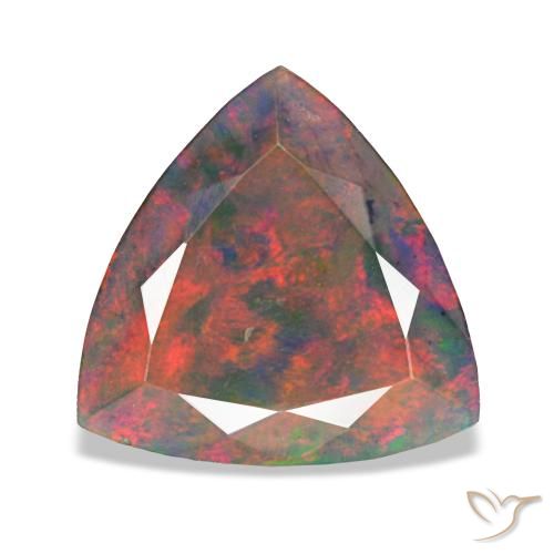 1.94 ct Multicolor Black Opal Gemstone, Black Opal Gem in Trillion Facet Shape for Sale.