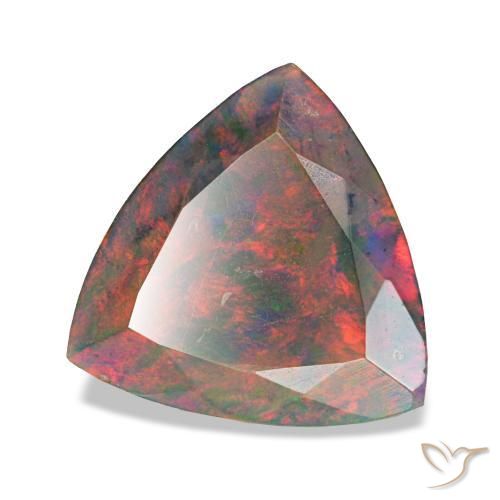 1.94 ct Multicolor Black Opal Stone, Natural Black Opal in Trillion Facet Shape for Sale