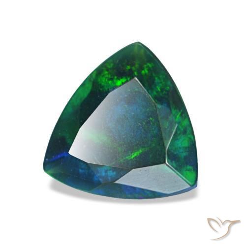 0.68 ct Multicolor Black Opal Stone, Natural Black Opal in Trillion Facet Shape for Sale