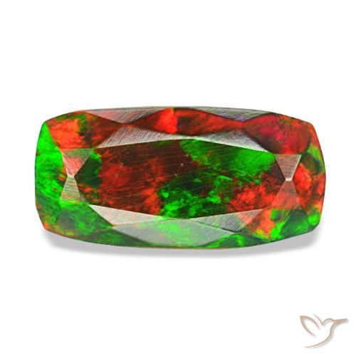 1.28 ct Multicolor Black Opal Gemstone, Black Opal Gem in Cushion-Cut Shape for Sale.