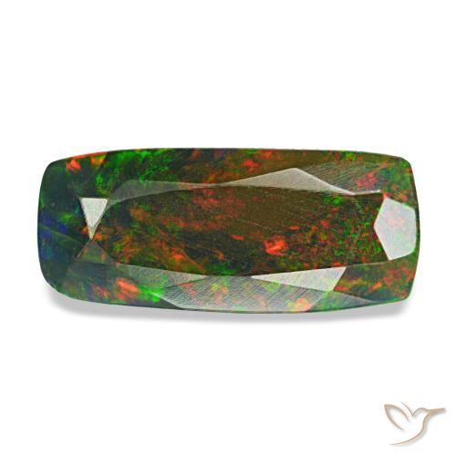 1.31ct Natural Multicolor Black Opal, Cushion, Opaque, Photo A