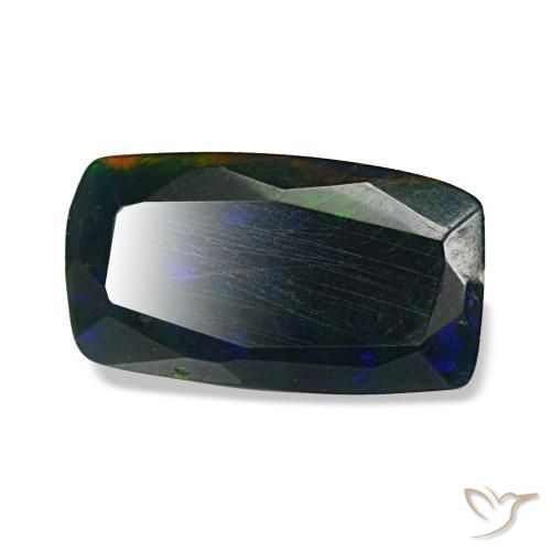 1.06 ct Multicolor Black Opal Stone, Natural Black Opal in Cushion-Cut Shape for Sale