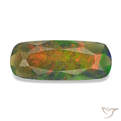 1.12 ct Multicolor Black Opal Gemstone, Black Opal Gem in Cushion-Cut Shape for Sale.