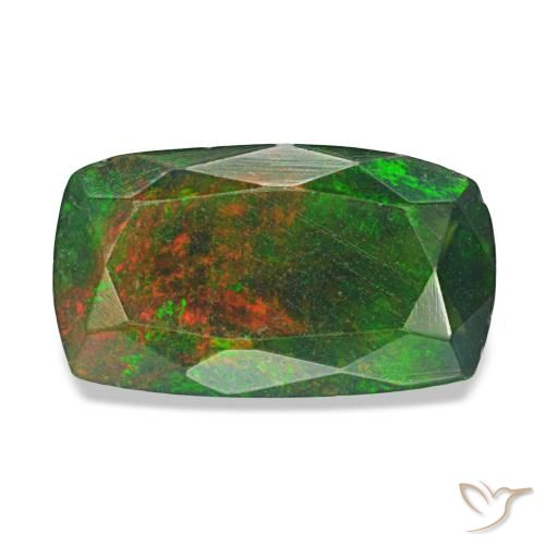 1.21 ct Multicolor Black Opal Gemstone, Black Opal Gem in Cushion-Cut Shape for Sale.