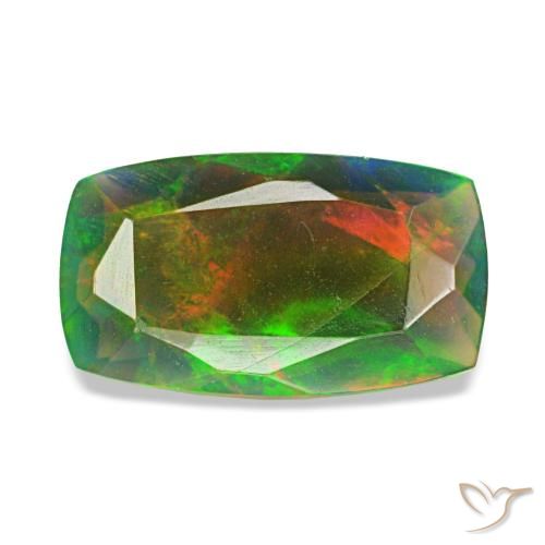 0.76 ct Multicolor Black Opal Gemstone, Black Opal Gem in Cushion-Cut Shape for Sale.