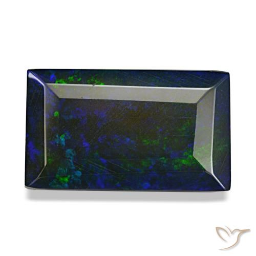 4.75 ct Multicolor Black Opal Gemstone, Black Opal Gem in Baguette Facet Shape for Sale.