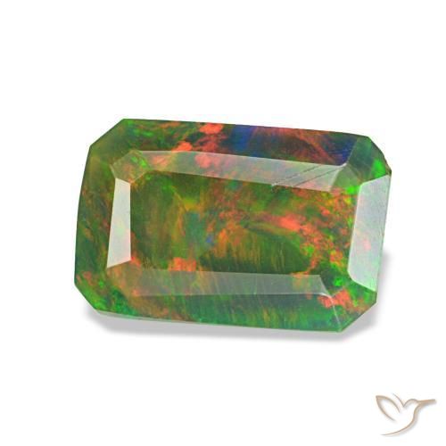 0.89 ct Multicolor Black Opal Stone, Natural Black Opal in Octagon Step Cut Shape for Sale