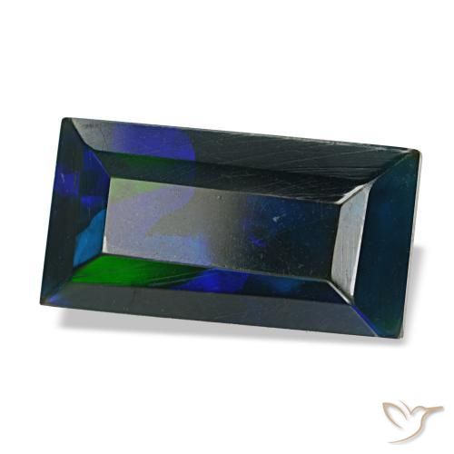 2.54 ct Multicolor Black Opal Stone, Natural Black Opal in Baguette Facet Shape for Sale