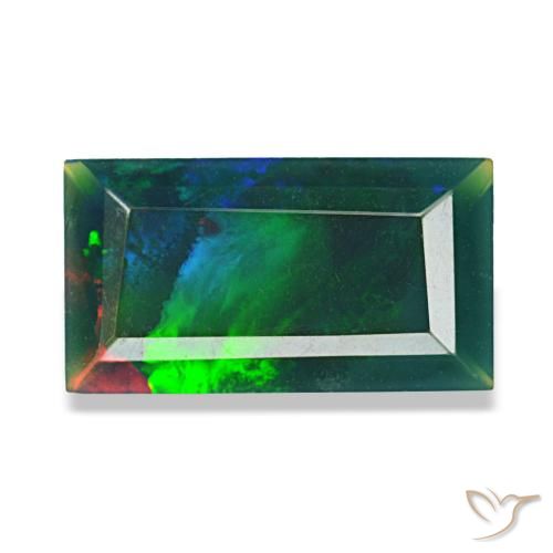 1.41 ct Multicolor Black Opal Gemstone, Black Opal Gem in Baguette Facet Shape for Sale.