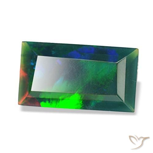 1.41 ct Multicolor Black Opal Stone, Natural Black Opal in Baguette Facet Shape for Sale