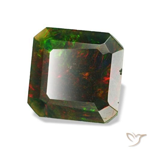 1.04 ct Multicolor Black Opal Stone, Natural Black Opal in Octagon Step Cut Shape for Sale