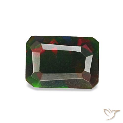 0.57ct Multicolor Black Opal, Emerald Cut, Opaque