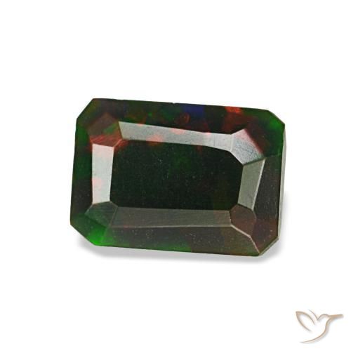0.57 ct Multicolor Black Opal Stone, Natural Black Opal in Octagon Step Cut Shape for Sale