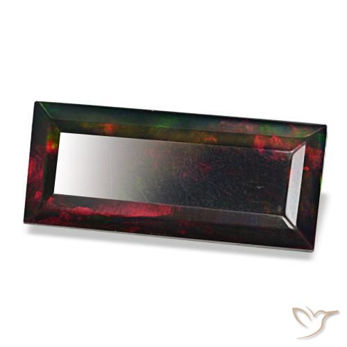 3.89 ct Multicolor Black Opal Stone, Natural Black Opal in Baguette Facet Shape for Sale